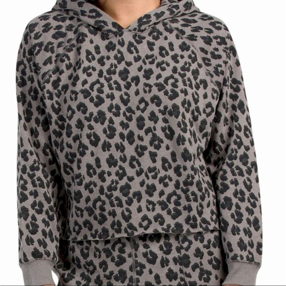 Lucky Brand Hoodie Women's S Gray Black Leopard Print Cropped Athleisure Active - Picture 11 of 11